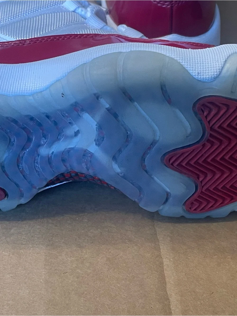 Jordan Kids White & Red Low-Top Sneakers with Glossy Patent Toe